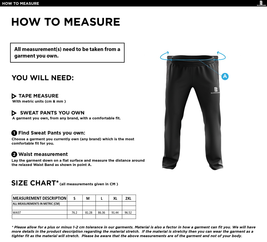 Ashmead House Tracksuit Bottoms - Navy - Size Guide