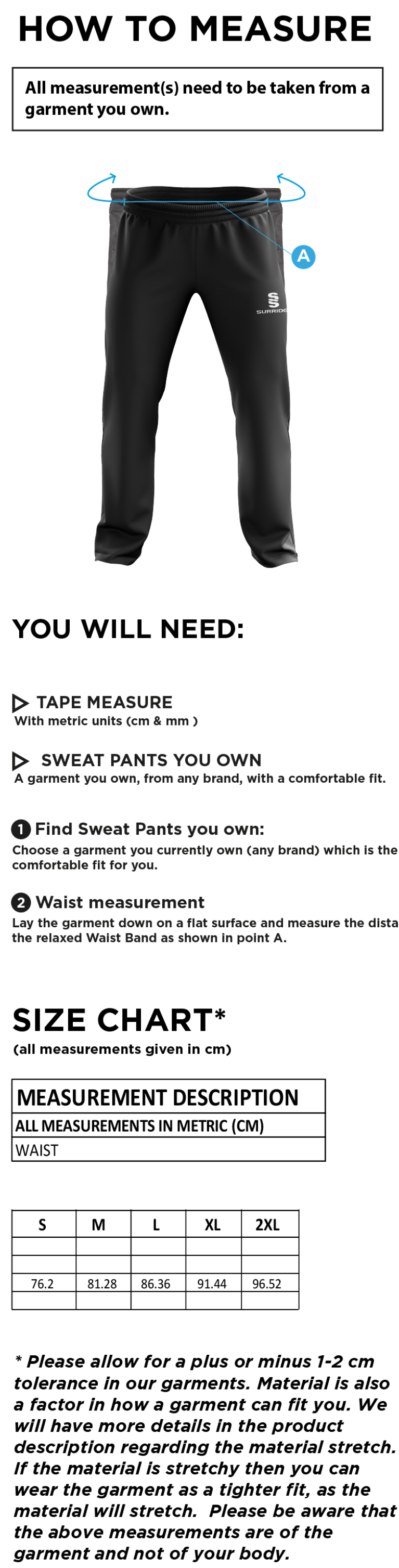 Leconfield House Tracksuit Bottoms - Charcoal - Size Guide