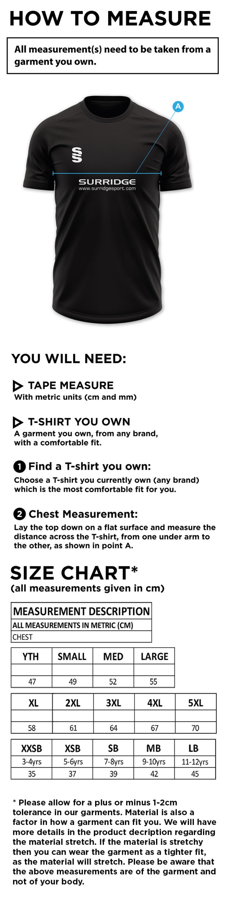 Crested Reversible Rugby Shirt - Size Guide