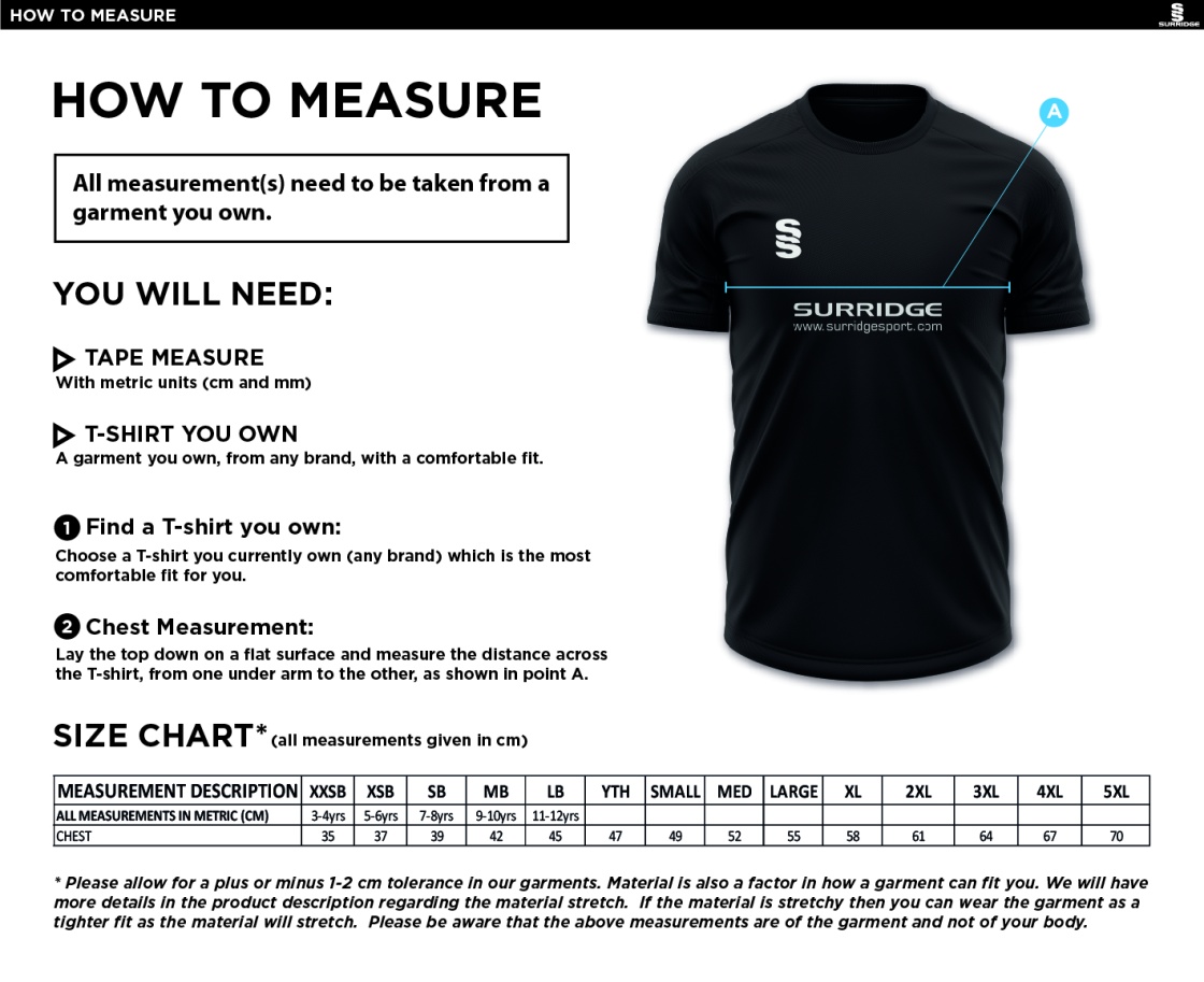 Crested Reversible Rugby Shirt - Size Guide