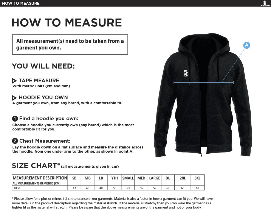 Crested Dual Full Zip Hoodie - Size Guide