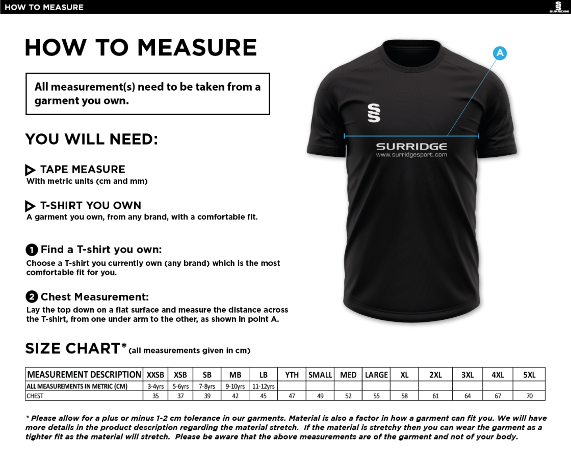 Crested T-shirt - White - Size Guide