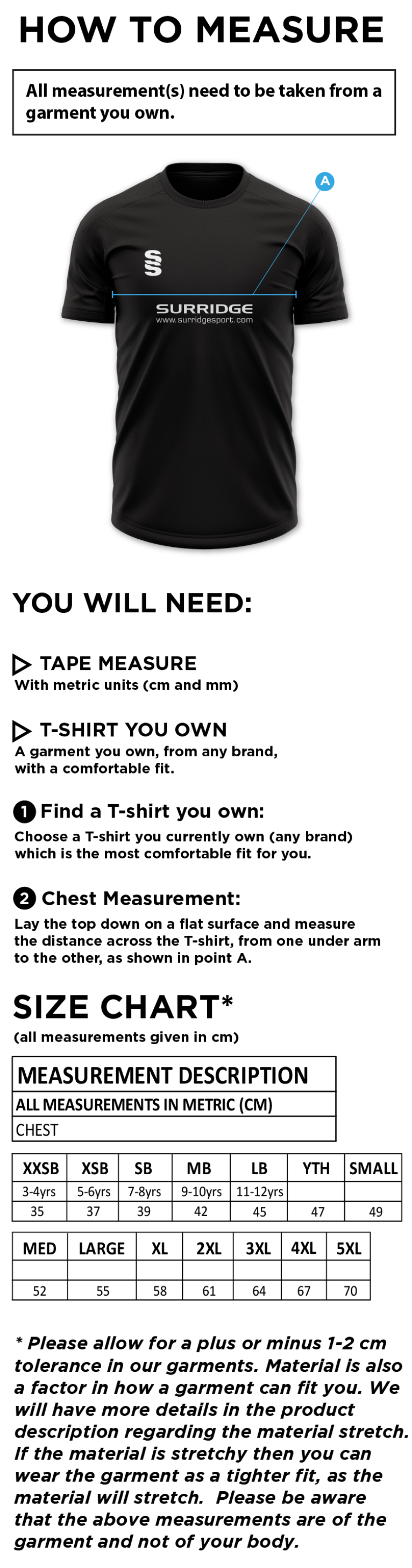 Prep House Shirt - Size Guide