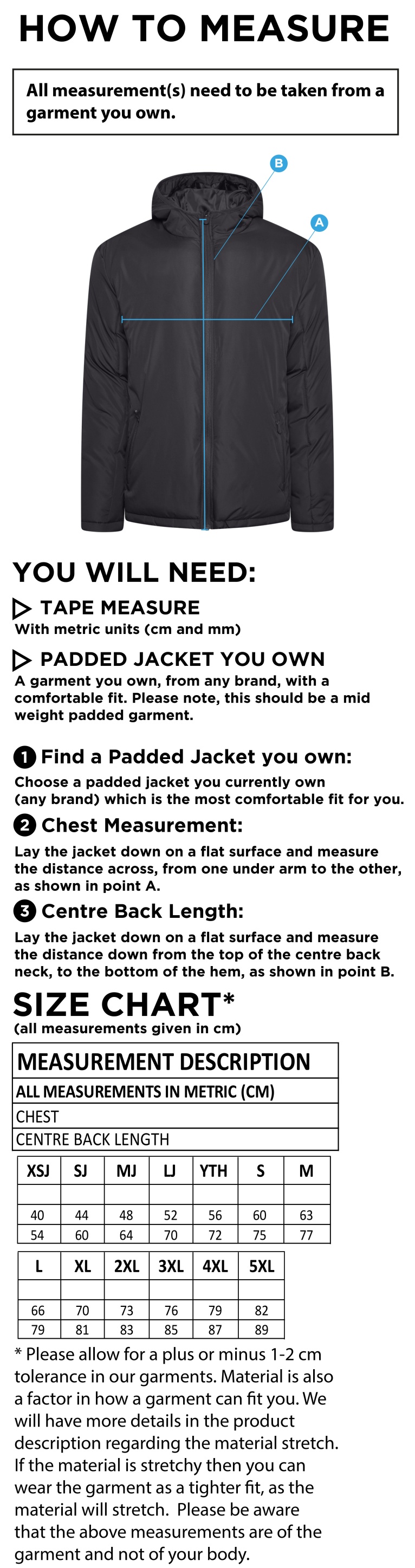 Crested Ct Padded Jacket - Size Guide