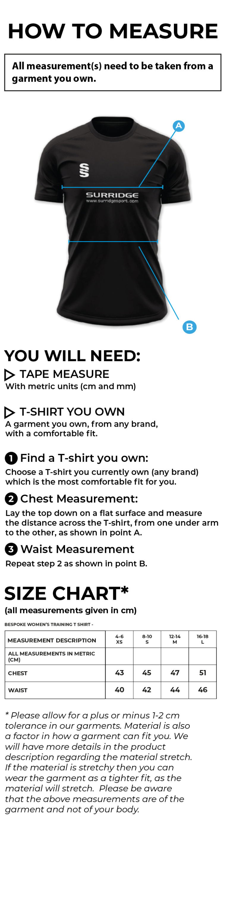 Crested T-shirt - White - Girls Fit - Size Guide