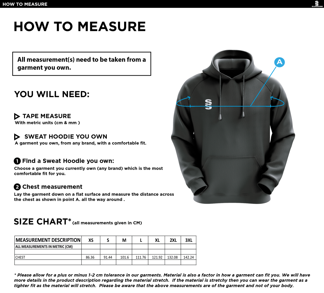 Ashmead House Hoody - Black - Size Guide