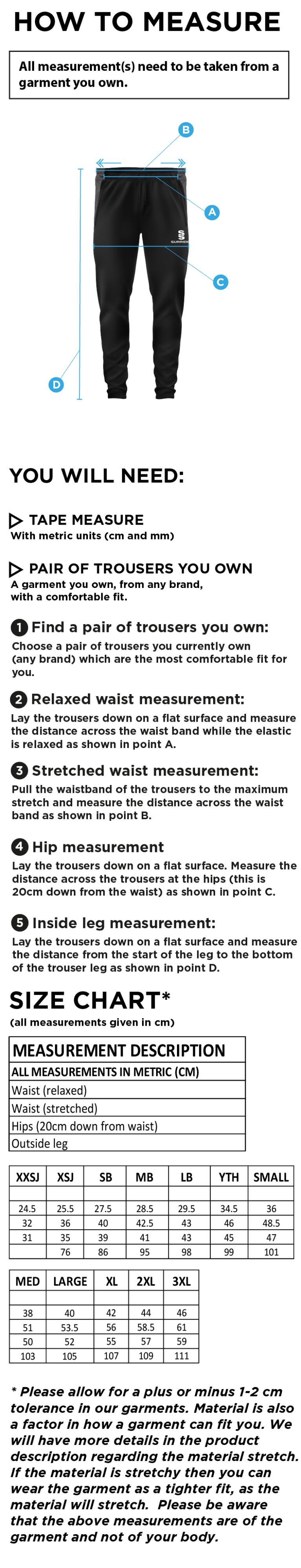 Crested Skinny Pant - Size Guide