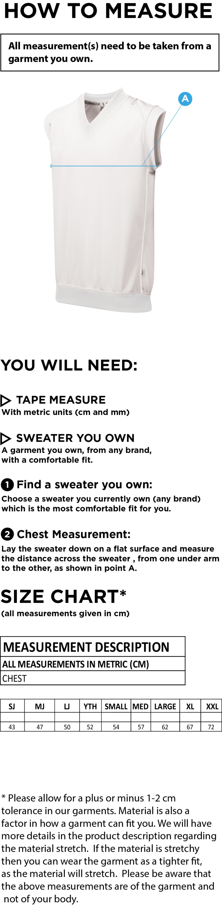 Crested Dual Sleeveless Sweater - Size Guide