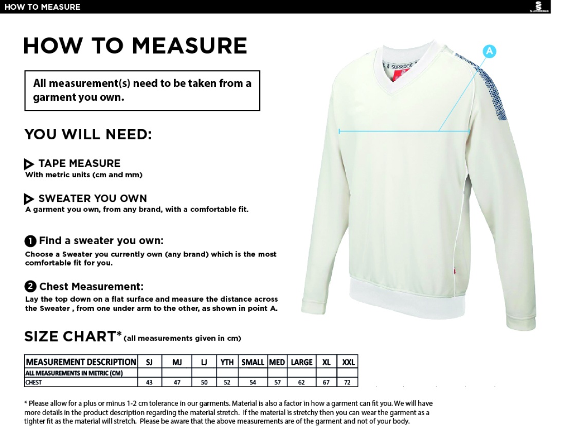 Crested Dual Long Sleeve Sweater - Size Guide