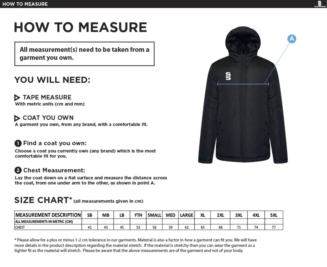 Crested Ct Padded Jacket - Size Guide