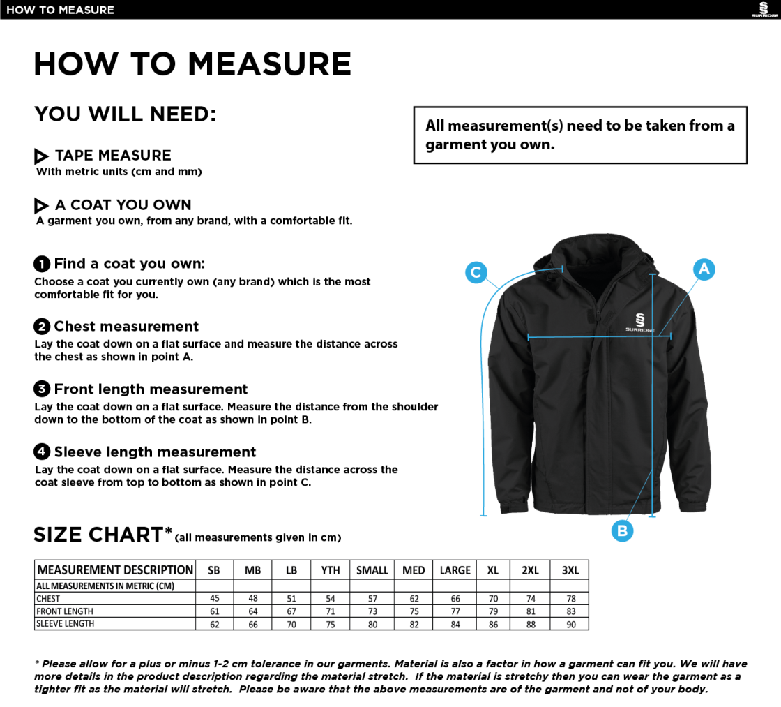 Crested Women's Dual Fleece Lined Jacket - Size Guide