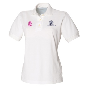 Crested Cotton Polo Shirt - White - Womens