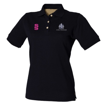 Crested Cotton Polo Shirt - Navy - Women